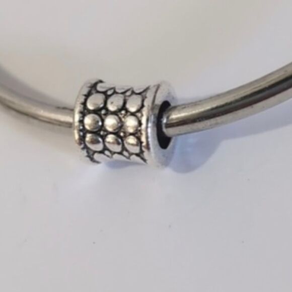 Silver Studded Spacer Charm for Pandora‎ Style Bracelet - Picture 3 of 4